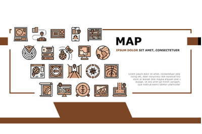 Map Location System Landing Header Vector