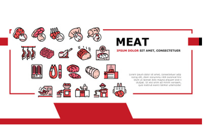 Meat Factory Product Landing Header Vector