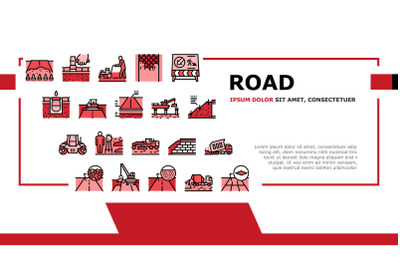 Road Construction Landing Header Vector