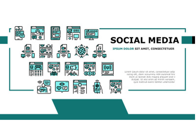 Internet Social Media Landing Header Vector