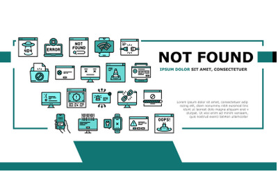 Not Found Web Page Landing Header Vector