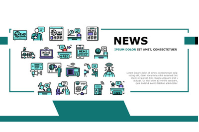 News Broadcasting Landing Header Vector