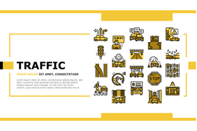 Traffic Jam Transport Landing Header Vector