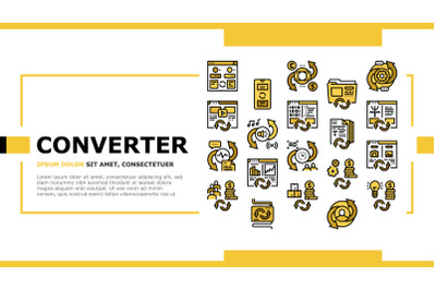 Converter Application Landing Header Vector