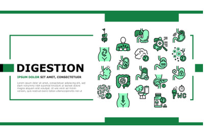 Digestion Disease And Treatment Landing Header Vector