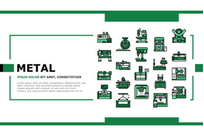 Metal Working Machine Landing Header Vector