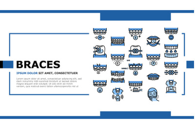 Tooth Braces Accessory Landing Header Vector