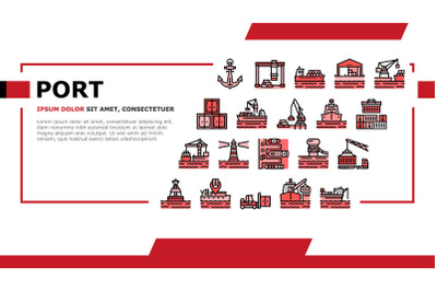 Container Port Tool Landing Header Vector