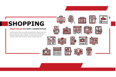 Shopping Online App Landing Header Vector