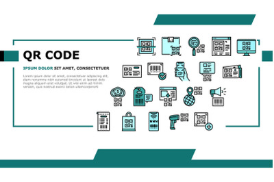 Qr Code Identification Landing Header Vector