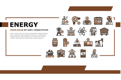 Energy Electricity And Fuel Power Landing Header Vector