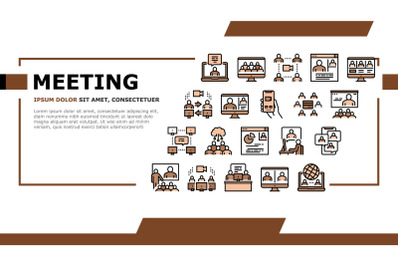 Online Video Meeting Landing Header Vector