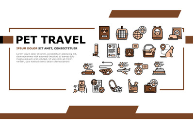 Pet Travel Equipment Landing Header Vector