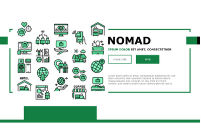 Digital Nomad Worker Landing Header Vector