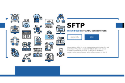 Ssh, Sftp File Transfer Protocol Landing Header Vector