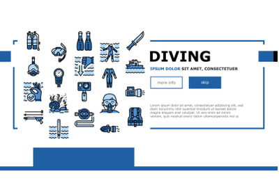 Diving Scuba Equipment Landing Header Vector