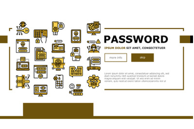 Password Protection Landing Web Page Header Banner Template Vector Illustration