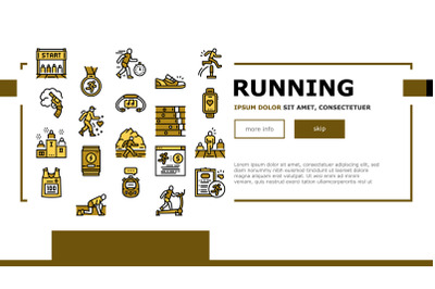 Running Athletic Sport Landing Web Page Header Banner Template Vector