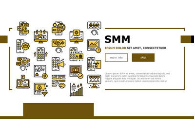 Smm Media Marketing Landing Web Page Header Banner Template Vector