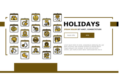 World Holidays Event Landing Web Page Header Banner Template Vector