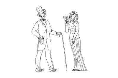 1900 Victorian People Lady And Gentleman Vector Illustration