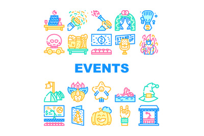 Events And Festival Collection Icons Set Vector