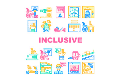 Inclusive Life Tool Collection Icons Set Vector