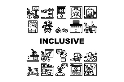 Inclusive Life Tool Collection Icons Set Vector