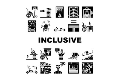 Inclusive Life Tool Collection Icons Set Vector