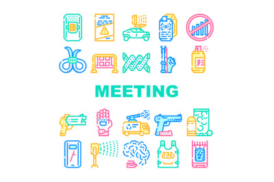 Protests Meeting Event Collection Icons Set Vector