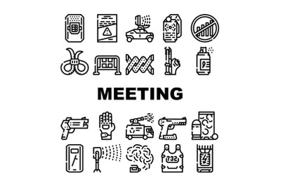 Protests Meeting Event Collection Icons Set Vector