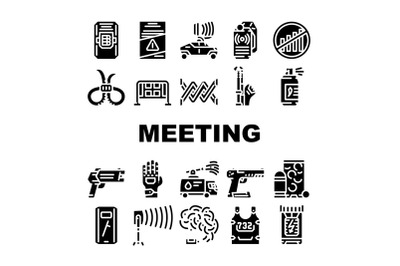 Protests Meeting Event Collection Icons Set Vector