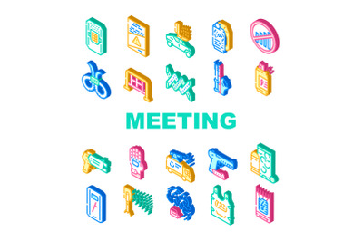 Protests Meeting Event Collection Icons Set Vector