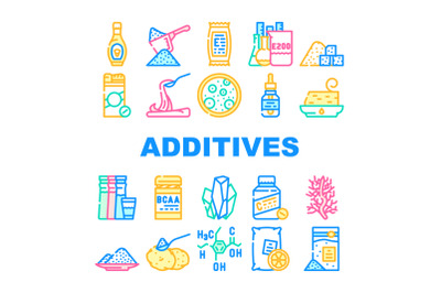 Food Additives Formula Collection Icons Set Vector