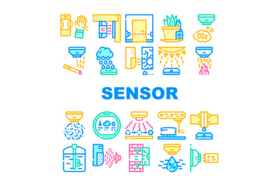 Sensor Electronic Tool Collection Icons Set Vector