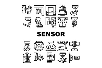 Sensor Electronic Tool Collection Icons Set Vector