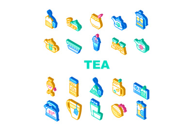 Tea Healthy Drink Collection Icons Set Vector