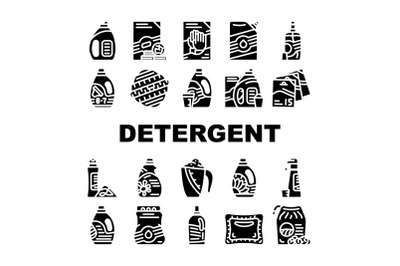 Detergent Washing Collection Icons Set Vector