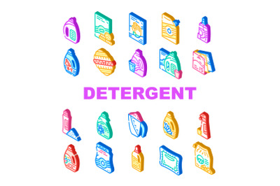 Detergent Washing Collection Icons Set Vector