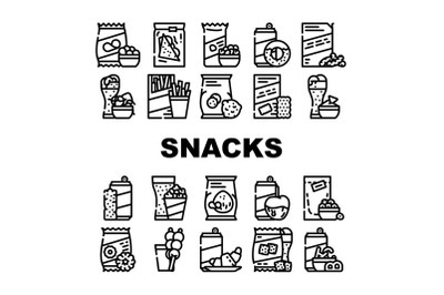 Snacks Food And Drink Collection Icons Set Vector