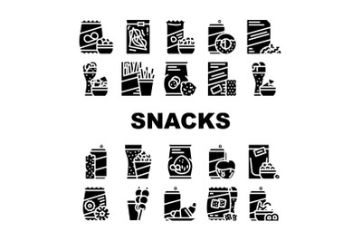 Snacks Food And Drink Collection Icons Set Vector