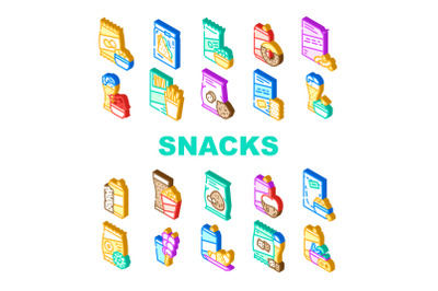 Snacks Food And Drink Collection Icons Set Vector