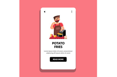 Potato Fries Cooking Chef In Air Fryer Vector