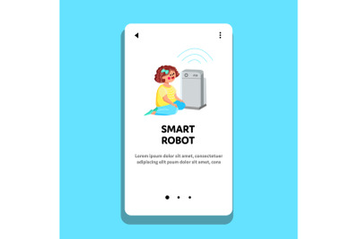 Smart Robot Considering Little Girl Child Vector