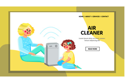 Air Cleaner Device Consider Woman And Girl Vector