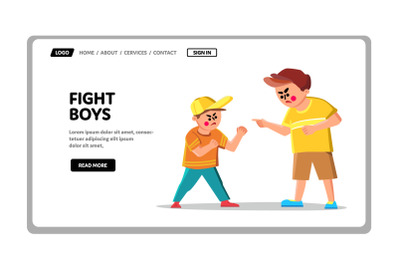 Fight Boys Children On School Playground Vector