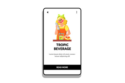 Tropic Beverage Diet Drink Prepare Woman Vector