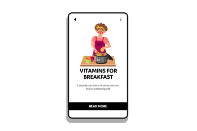 Vitamins For Breakfast Preparing Cooker Vector