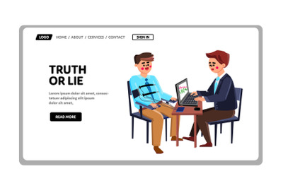 Truth Or Lie Examination Man On Polygraph Vector