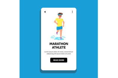 Marathon Athlete Young Man Run In Rainy Day Vector